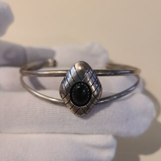 Caroline Pollack Sterling Silver Cuff Bracelet with onyx/stone.