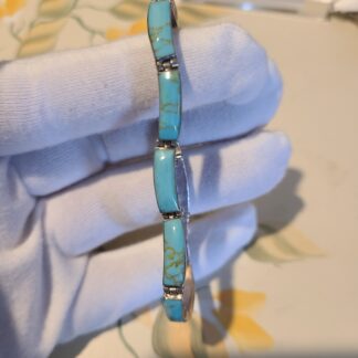 950 sterling silver turquoise bracelet 7" long