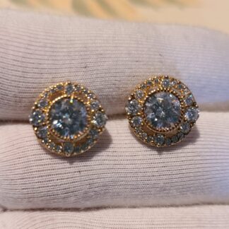 Judith Ripka sterling silver, gold plated post earrings.